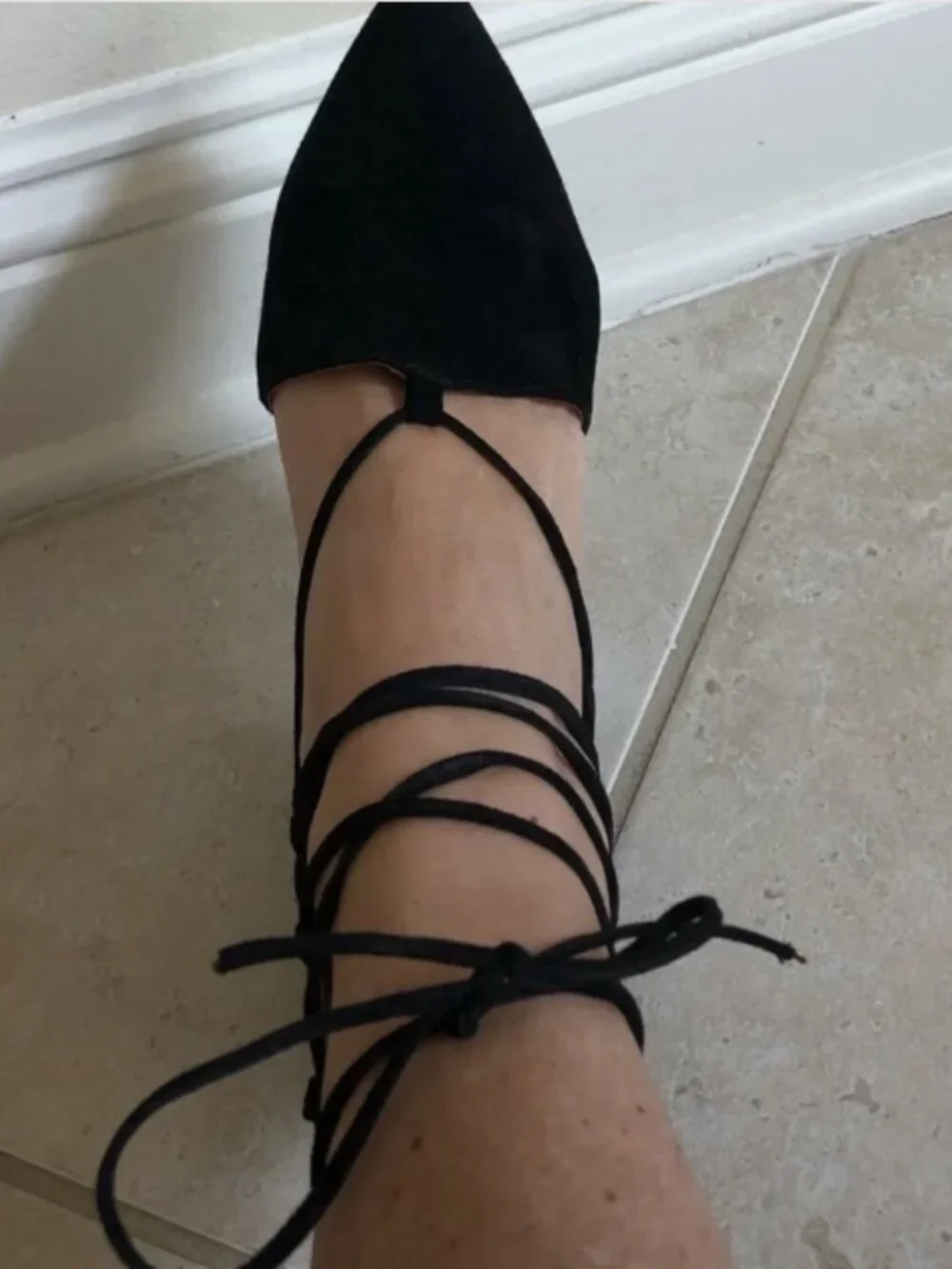 Jeffrey Campbell x Free People Black Suede Lace-Up Pointed Toe Pumps 7.5